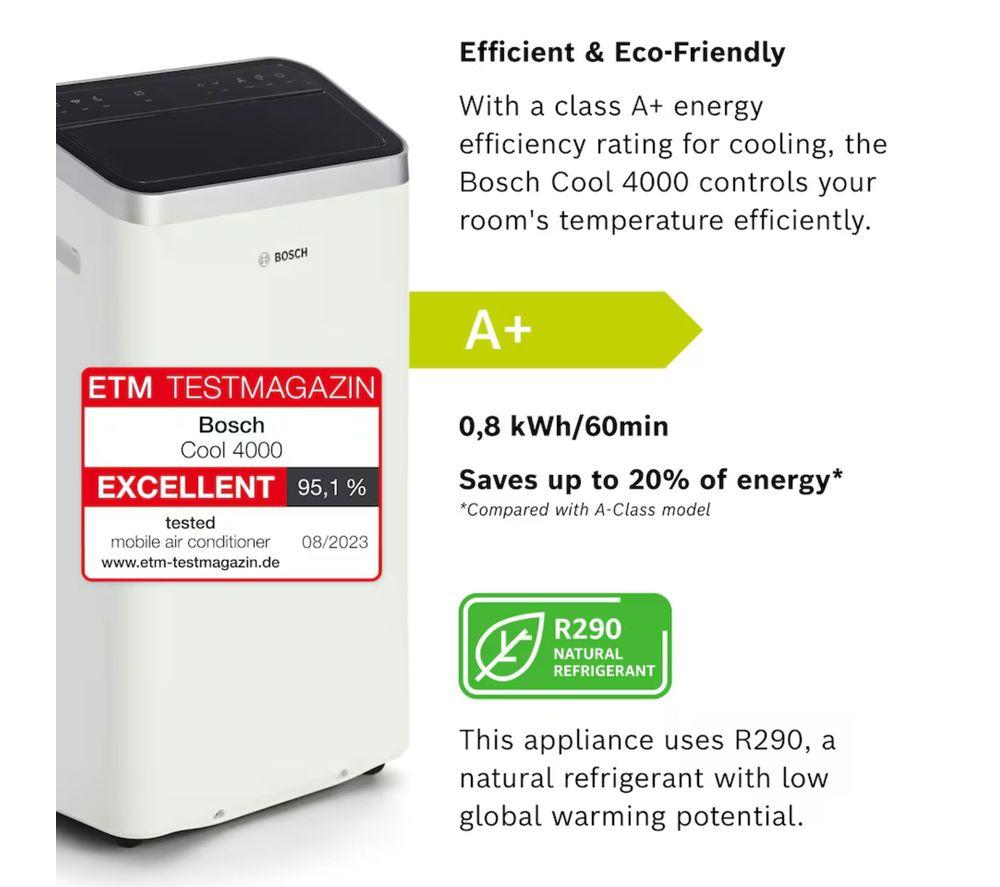BOSCH Cool 4000 Portable 3-in-1 Air Conditioner & Dehumidifier