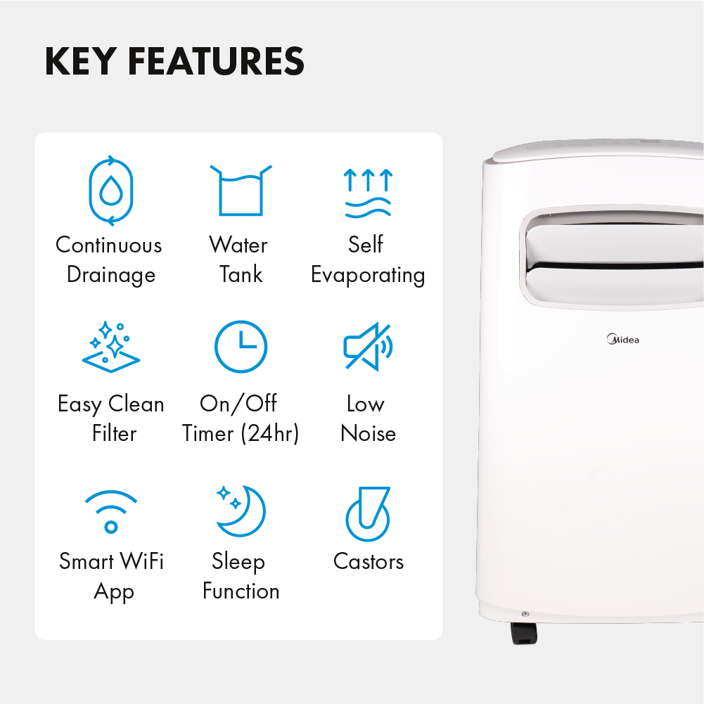 Midea Comfee 9000 BTU WiFi Compatible Portable Air Conditioner - White - MPPFA-09CRN7