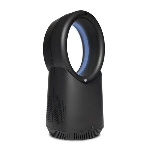 Vybra Solo Black – Rechargeable Bladeless Cordless Desktop Fan with Ambient Lighting