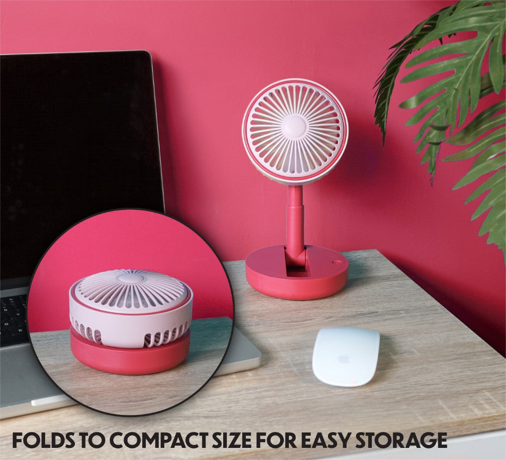 Prem-i-air Folding Desk Fan - Pink - EH1953P
