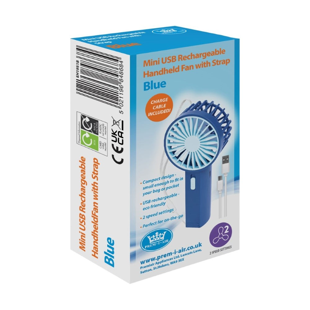 Prem-i-air Mini Hand Held Fan Blue - EH1951B