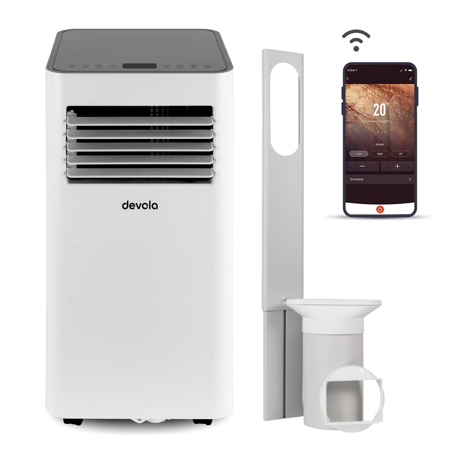 Devola Portable Air Conditioner with Wifi and Window Kit - 10000 BTU - Cooling & Heating - White - DVAC10CHW
