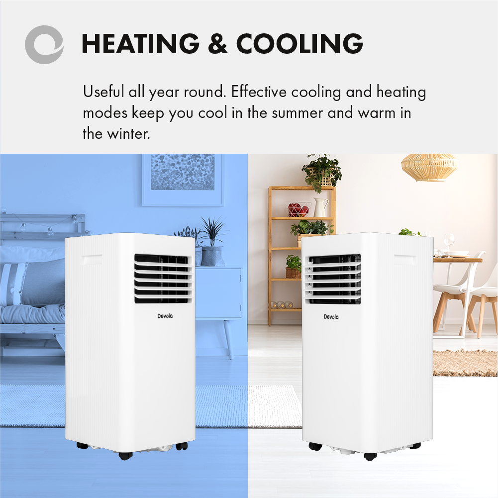 Devola Portable Air Conditioner with Wifi and Window Kit - 10000 BTU - Cooling & Heating - White - DVAC10CHW