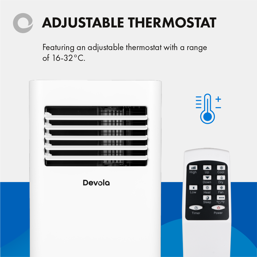 Devola Portable Air Conditioner with Wifi and Window Kit - 10000 BTU - Cooling & Heating - White - DVAC10CHW