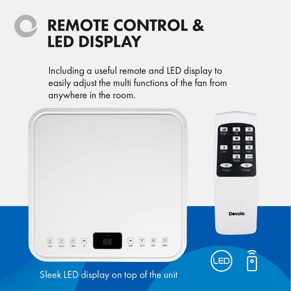 Devola Portable Air Conditioner with Wifi and Window Kit - 10000 BTU - Cooling & Heating - White - DVAC10CHW