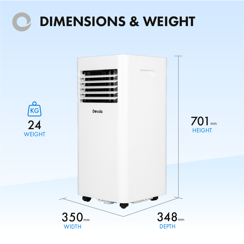 Devola Portable Air Conditioner with Wifi and Window Kit - 10000 BTU - Cooling & Heating - White - DVAC10CHW